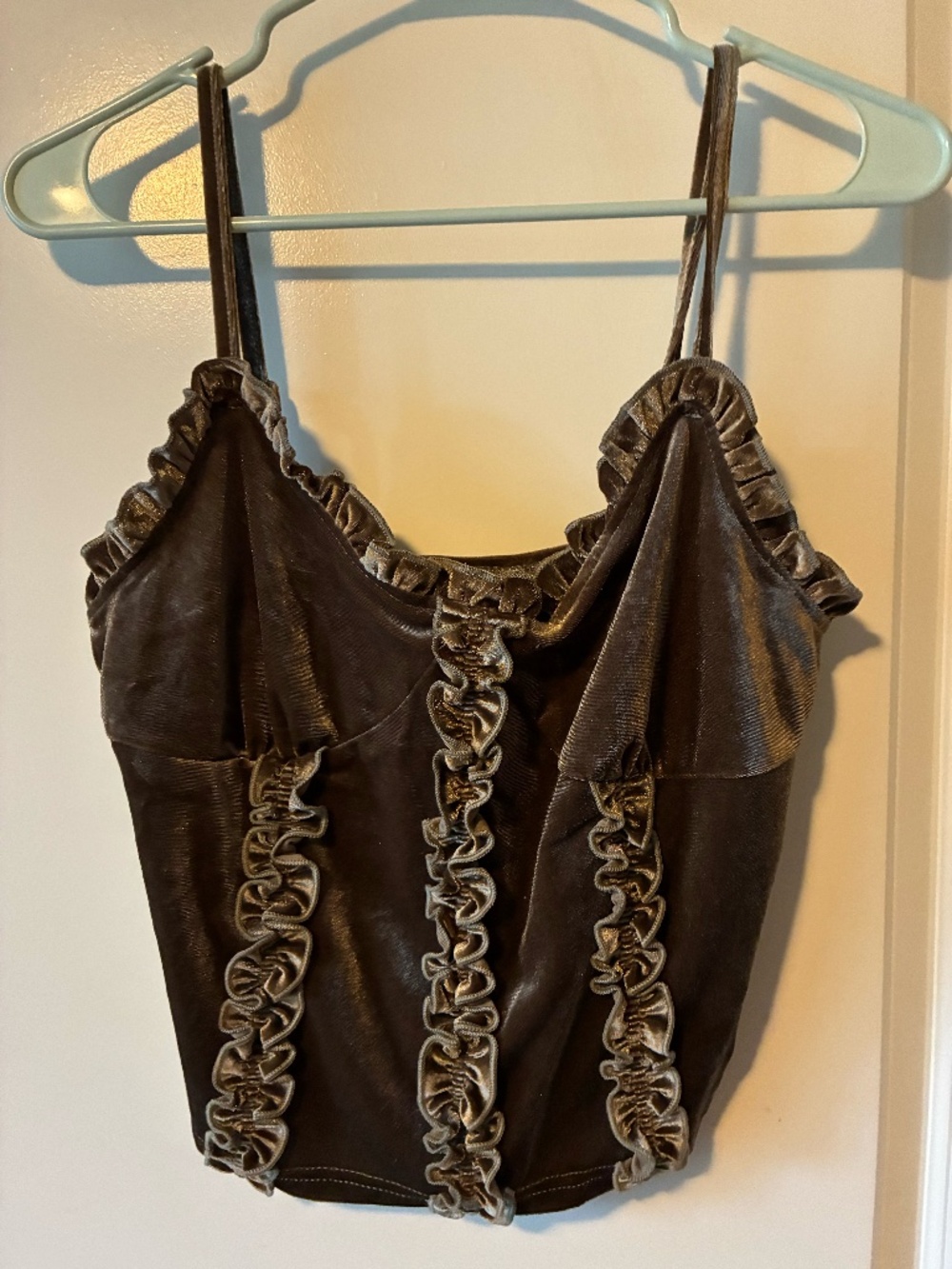 Copper Colored Velvet(like) crop tank